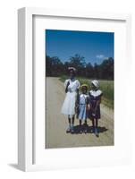 Three Young Girls in Collared Dresses, Edisto Island, South Carolina, 1956-Walter Sanders-Framed Photographic Print