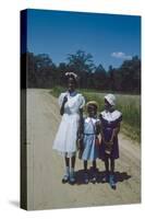 Three Young Girls in Collared Dresses, Edisto Island, South Carolina, 1956-Walter Sanders-Stretched Canvas