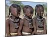 Three Young Girls, their Bodies Lightly Smeared with Red Ochre Mixture, Namibia-Nigel Pavitt-Mounted Photographic Print