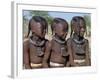 Three Young Girls, their Bodies Lightly Smeared with Red Ochre Mixture, Namibia-Nigel Pavitt-Framed Photographic Print