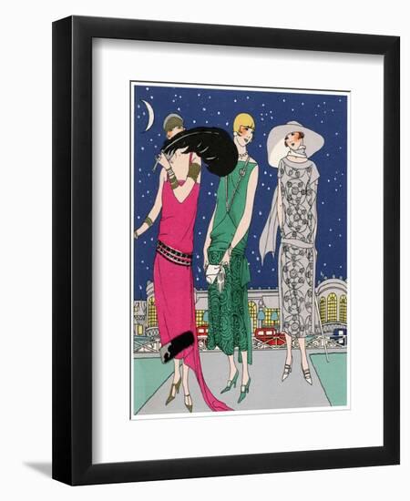 Three Young Ladies in Evening Outfits by Worth-null-Framed Art Print