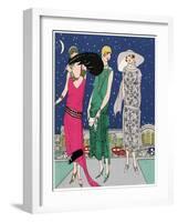 Three Young Ladies in Evening Outfits by Worth-null-Framed Art Print