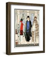 Three Young Ladies in Outfits by Drecoll-null-Framed Art Print