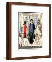 Three Young Ladies in Outfits by Drecoll-null-Framed Art Print