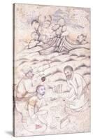 Three Young Men in a Landscape, C. Mid 17th Century (Pen and Wash on Paper)-null-Stretched Canvas