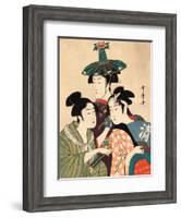 Three Young Men or Women, Between 1780 and 1806-Kitagawa Utamaro-Framed Giclee Print