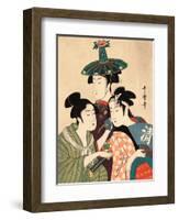 Three Young Men or Women, Between 1780 and 1806-Kitagawa Utamaro-Framed Giclee Print