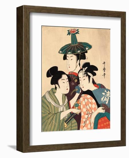 Three Young Men or Women, Between 1780 and 1806-Kitagawa Utamaro-Framed Giclee Print