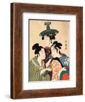 Three Young Men or Women, Between 1780 and 1806-Kitagawa Utamaro-Framed Giclee Print