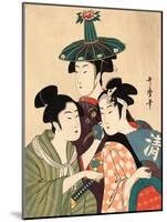 Three Young Men or Women, Between 1780 and 1806-Kitagawa Utamaro-Mounted Giclee Print