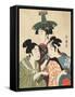 Three Young Men or Women-Kitagawa Utamaro-Framed Stretched Canvas