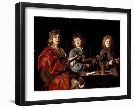 Three Young Musicians, c.1630-Antoine Le Nain-Framed Giclee Print