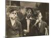 Three Young Newsboys Smoking, Saint Louis, Missouri, USA, circa 1910-Lewis Wickes Hine-Mounted Photographic Print