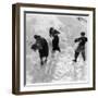 Three Young People Enjoying a Snow Fight-null-Framed Photographic Print