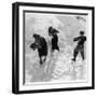 Three Young People Enjoying a Snow Fight-null-Framed Photographic Print