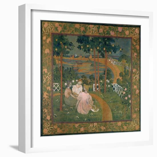Three Young Princesses Or, in the Bois D'Amour, Design for a Tapesty, C. 1898-Maurice Denis-Framed Giclee Print