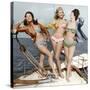 Three Young Women Wearing Bikinis Late 50's - Early 60's Colourized Document-null-Stretched Canvas