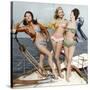 Three Young Women Wearing Bikinis Late 50's - Early 60's Colourized Document-null-Stretched Canvas