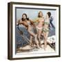 Three Young Women Wearing Bikinis Late 50's - Early 60's Colourized Document-null-Framed Photo