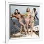 Three Young Women Wearing Bikinis Late 50's - Early 60's Colourized Document-null-Framed Photo