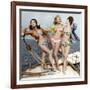 Three Young Women Wearing Bikinis Late 50's - Early 60's Colourized Document-null-Framed Photo