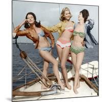 Three Young Women Wearing Bikinis Late 50's - Early 60's Colourized Document-null-Mounted Photo