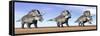 Three Zuniceratops Standing in the Desert-null-Framed Stretched Canvas