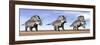Three Zuniceratops Standing in the Desert-null-Framed Art Print