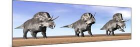 Three Zuniceratops Standing in the Desert-null-Mounted Art Print