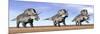Three Zuniceratops Standing in the Desert-null-Mounted Premium Giclee Print