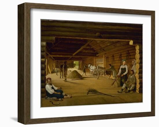 Threshing Barn, 1823-Alexei Gavrilovich Venetsianov-Framed Giclee Print