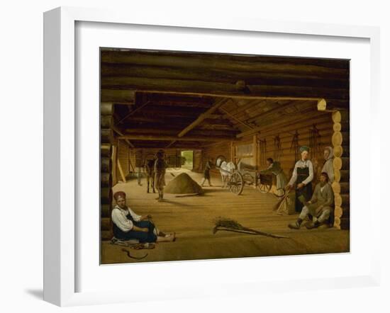 Threshing Barn, 1823-Alexei Gavrilovich Venetsianov-Framed Giclee Print