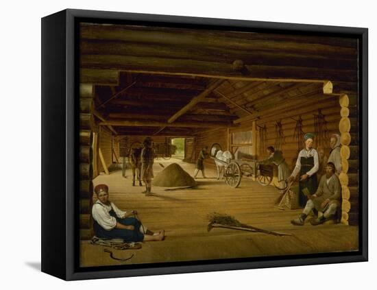 Threshing Barn, 1823-Alexei Gavrilovich Venetsianov-Framed Stretched Canvas