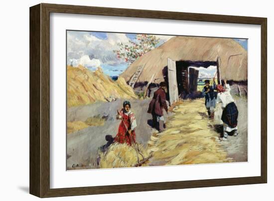 Threshing Floor, 1916-Sergei Arsenevich Vinogradov-Framed Giclee Print