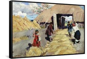 Threshing Floor, 1916-Sergei Arsenevich Vinogradov-Framed Stretched Canvas