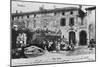 Threshing of Wheat with Steam Engine in Front of Casa Natta in Pombia-null-Mounted Giclee Print