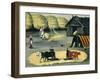 Threshing the Floor in a Georgian Country Village, 1915-Niko Pirosmani-Framed Giclee Print