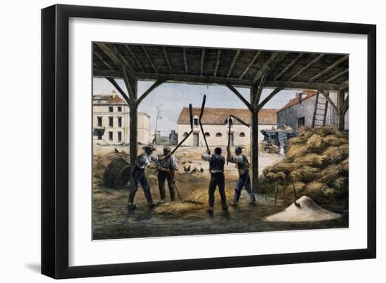 Threshing Wheat, France, 19th Century-null-Framed Giclee Print