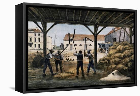 Threshing Wheat, France, 19th Century-null-Framed Stretched Canvas