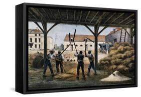 Threshing Wheat, France, 19th Century-null-Framed Stretched Canvas