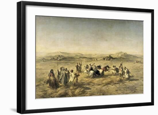 Threshing Wheat in Algeria, 1853-Adolphe Pierre Leleux-Framed Giclee Print