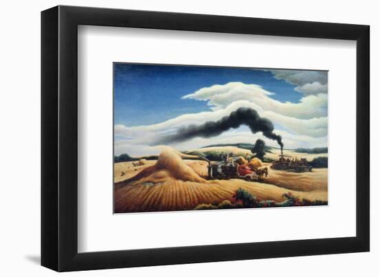 Threshing Wheat-Thomas Hart Benton-Framed Art Print