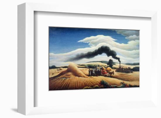 Threshing Wheat-Thomas Hart Benton-Framed Art Print