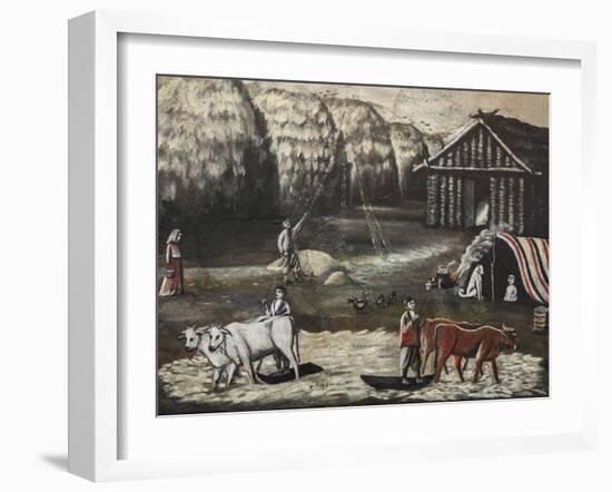 Threshing Yard. Evening (Terrain De Battage, Le Soir) Par Pirosmani (Pirosmanashvili), Niko (1862-1-Niko Pirosmanashvili-Framed Giclee Print