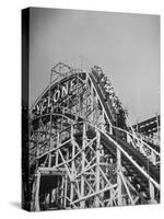 Thrill Seekers at the Top of the Cyclone Roller Coaster at Coney Island Amusement Park-Marie Hansen-Stretched Canvas