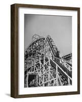 Thrill Seekers at the Top of the Cyclone Roller Coaster at Coney Island Amusement Park-Marie Hansen-Framed Photographic Print