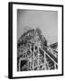 Thrill Seekers at the Top of the Cyclone Roller Coaster at Coney Island Amusement Park-Marie Hansen-Framed Photographic Print