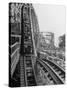 Thrill Seekers Getting a Hair Raising Ride on Cyclone Roller Coaster at Coney Island Amusement Park-Marie Hansen-Stretched Canvas