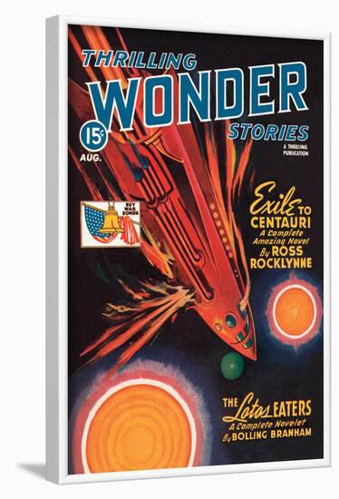 Thrilling Wonder Stories: Rocket Ship Troubles-null-Framed Art Print