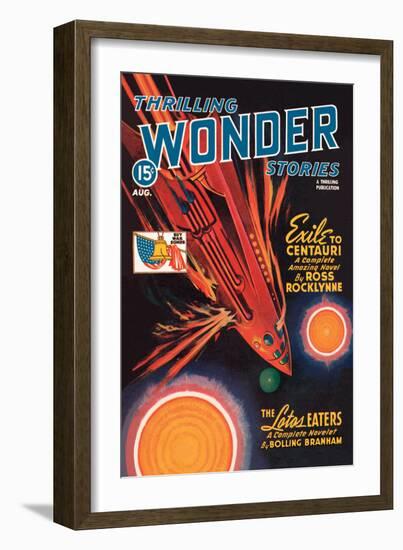 Thrilling Wonder Stories: Rocket Ship Troubles-null-Framed Art Print